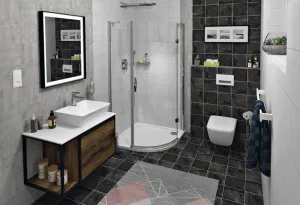 SAPHO - SKARA umývadlová skrinka 80x49,5x46,5cm, čierna mat/dub Collingwood CG003-1919