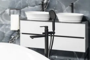 Vaňová batéria PAX s podlahovou prípojkou, čierna matná XA21/15