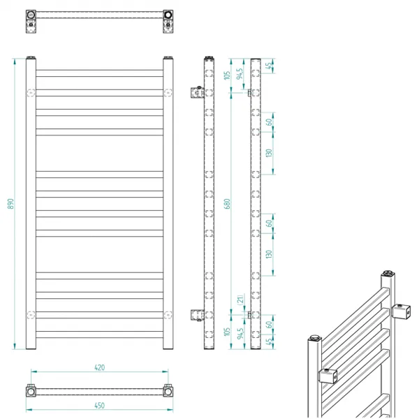 SAPHO - METRO vykurovacie teleso 450x890 chrom 0411-03