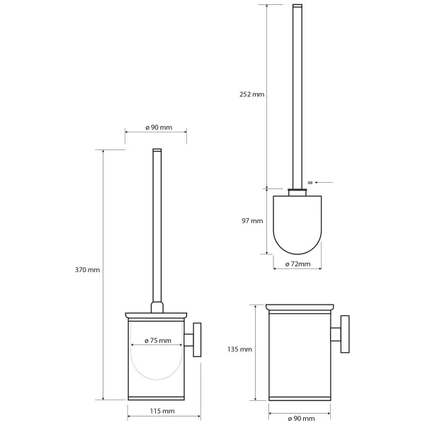 X-STEEL Závesná WC kefa, matná nerezová oceľ XS305