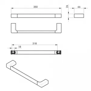 PIRENEI držiak uterákov 350x66mm, zlato PI213587