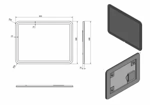 SAPHO - Zrkadlo NYX s LED osvetlením 600x800 NY060