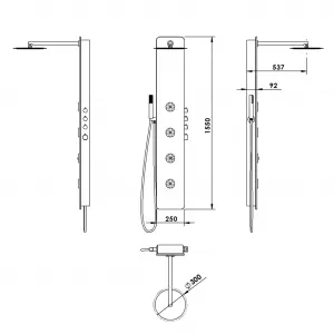 POLYSAN - SPIRIT ROUND sprchový panel s termostat. batériou 250x1550, nástenný, biela 71151