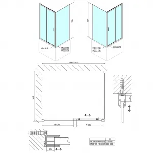 DEEP bočná stena 900x1500 cm, číre sklo MD3315