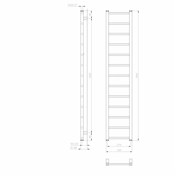 SAPHO - METRO LIGHT vykurovacie teleso 300x1500 biela IR446T