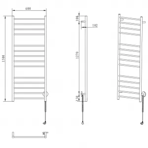 SAPHO - REDONDO elektrický sušiak uterákov, guľatý, 600x1500 130 W, leštená nerez ER250V
