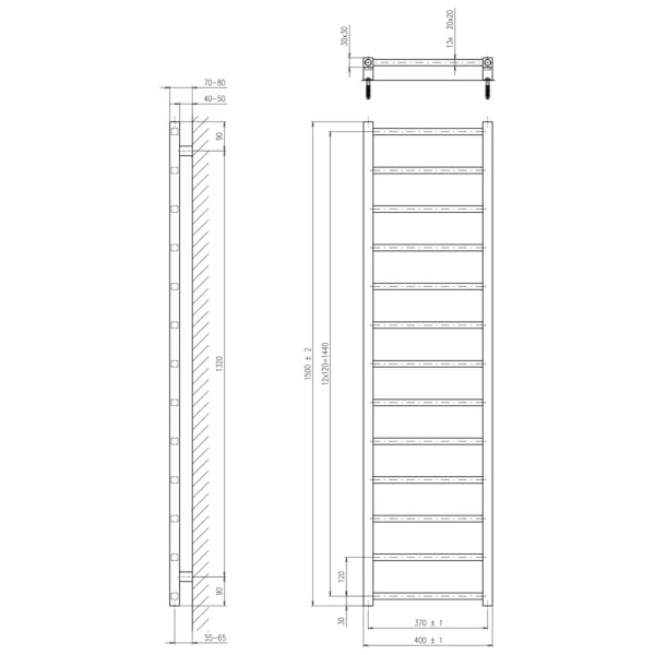 SAPHO - METRO LIGHT vykurovacie teleso 400x1500 chróm IR447R
