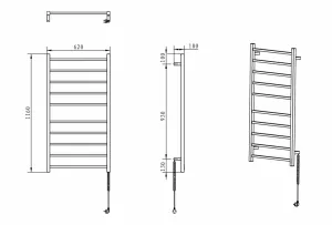 SAPHO - ESKINADO elektrický sušiak uterákov, hranatý, 620x1160 120 W, leštená nerez ER430V