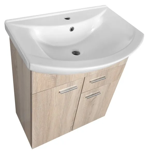 ZOJA umývadlová skrinka 61,5x74x32cm, 2x dvierka, 1x zásuvka, dub platina 51165