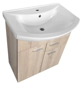 ZOJA umývadlová skrinka 61,5x74x32cm, 2x dvierka, 1x zásuvka, dub platina 51165
