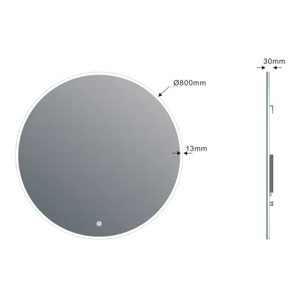SAPHO - VISO guľaté zrkadlo s LED osvetlením, ø 80cm, dotykový senzor, 2700-6500K VS080S