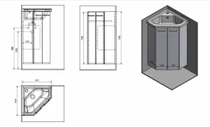 ZOJA umývadlová skrinka rohová 39x74x39 cm, dub platina 50344