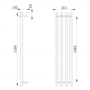 SAPHO - PAPINADO elektrický sušiak uterákov, 263x1200, 85W, čierna mat ER350
