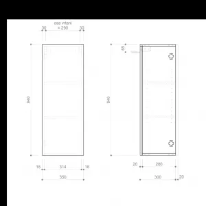 SAPHO - ESPACE skrinka 35x94x32cm, 1x dvierka, ľavá/pravá, biela lesk ESC530-3030