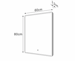 SAPHO - PIRI zrkadlo s LED osvetlením 60x80cm, dotykový senzor, 2700-6500K PR600S