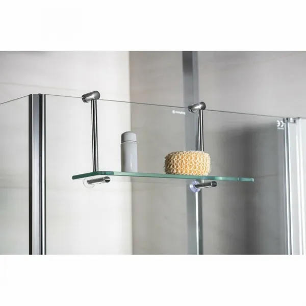 Závesná sklenená polička na sprchovú zástenu 400x180x125mm, chróm 1301-15