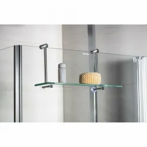 Závesná sklenená polička na sprchovú zástenu 400x180x125mm, chróm 1301-15