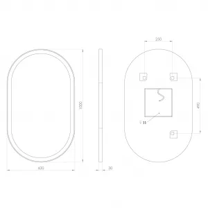 SAPHO - PARGA oválne zrkadlo s LED osvetlením 60x100 cm PG600