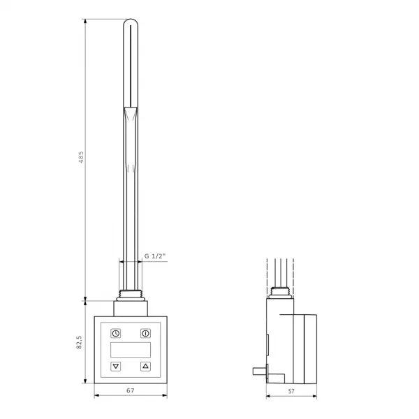 SAPHO - KTX vykurovacia tyč s termostatom, 800 W, čierny mat KTX-B-800