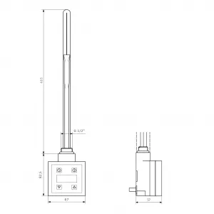 SAPHO - KTX vykurovacia tyč s termostatom, 800 W, čierny mat KTX-B-800