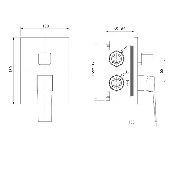 RITMO podomietková sprchová batéria, box, 3 výstupy, chróm RT043