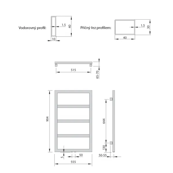 SAPHO - DENALI vykurovacie teleso 550x904 strieborna strukturálna DN609SS