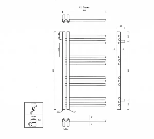 SAPHO - DORLION vykurovacie teleso 500x900 chrom 1130-10