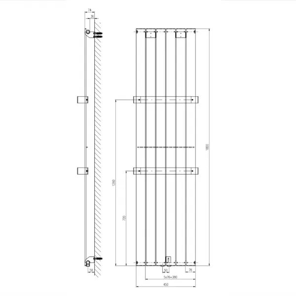 SAPHO - COLONNA vykurovacie teleso 450x1800 bridlica s texturou IR147