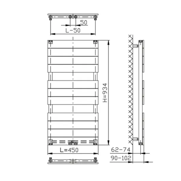 AQUALINE - BONDI vykurovacie teleso 450x934 antracit DC405T
