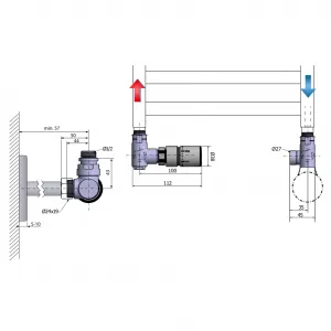 SAPHO - CORNER COMBI pripojovacia sada ventilov termostatická, ľavé, čierna mat CP3021BS