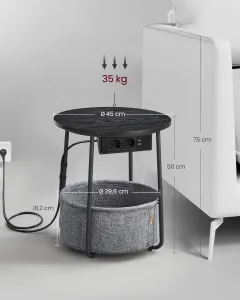 SONGMICS Odkladací stolík so zásuvkou Vasagle Moris tmavosivý