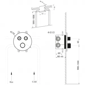 SAPHO - SMART SELECT podomietkova sprchová batéria, box, 2 výstupy, chróm RP032