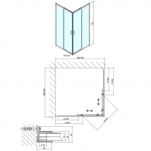POLYSAN - EASY štvorcová sprchová zástena 900x900, sklo BRICK EL5138