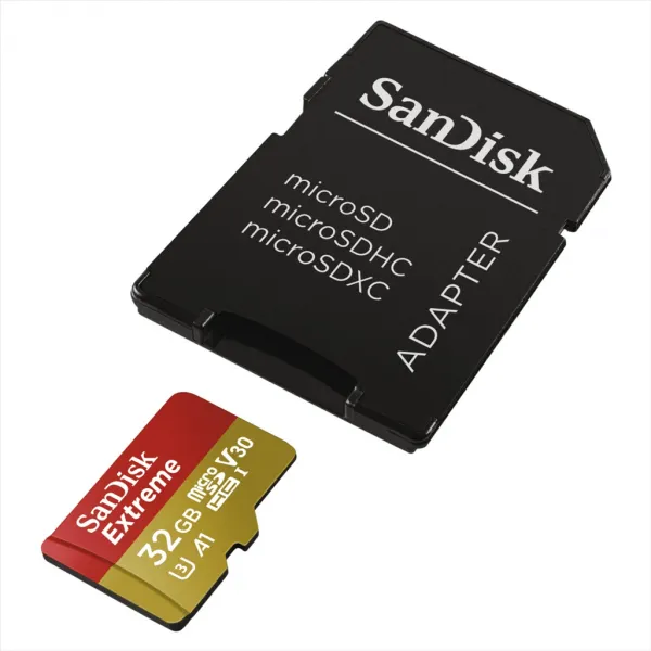 SanDisk Extreme micro SDHC 32 GB 100 MB/s A1 Class 10 UHS-I V30, adapter 85235110