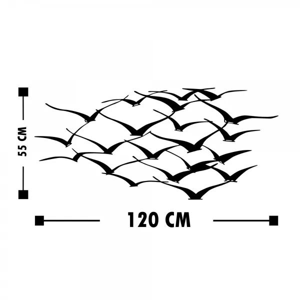 Hanah Home Nástenná kovová dekorácia Vtáci 120x55 cm čierna