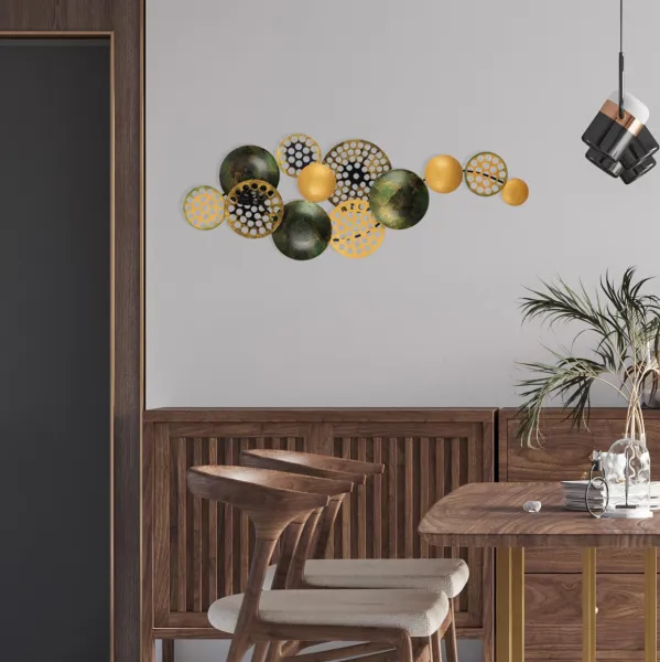 Wallity Nástěnná kovová dekorace BUBBLES 90 cm černá/zlatá