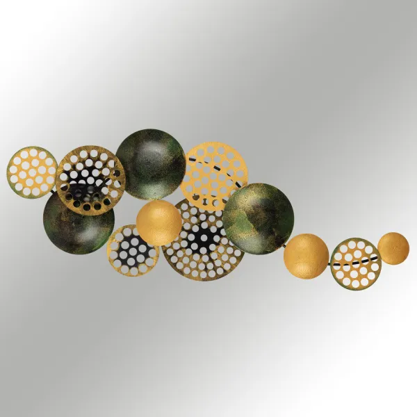 Wallity Nástěnná kovová dekorace BUBBLES 90 cm černá/zlatá