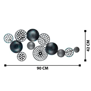 Wallity Nástěnná kovová dekorace BUBBLES 90 cm černá/zlatá