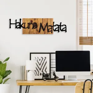 Wallity Nástenná drevená dekorácia HAKUNA MATATA hnedá/čierna