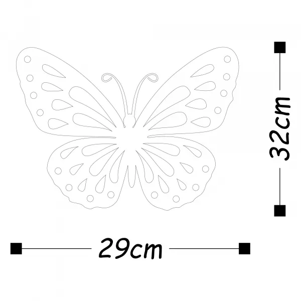 Hanah Home Nástenná kovová dekorácia Motýľ 32x29 cm zlatá