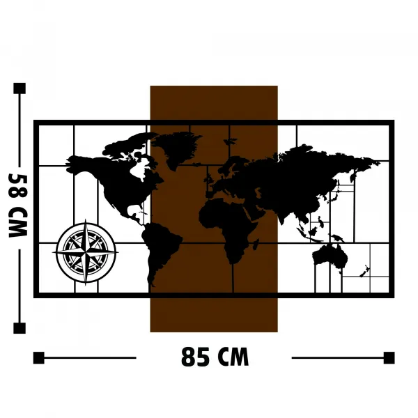 Hanah Home Nástenná dekorácia Agac mapa orech/čierna