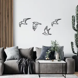 Hanah Home Nástenná kovová dekorácia Vtáky 100x24 cm čierna