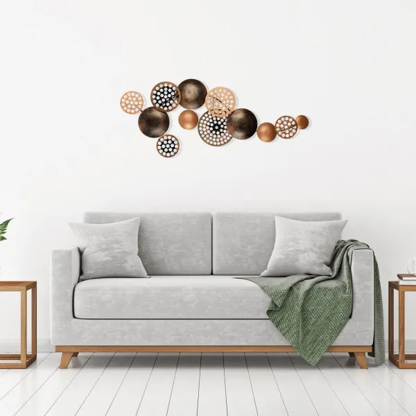 Hanah Home Nástenná kovová dekorácia Bronte 90x42 cm medená