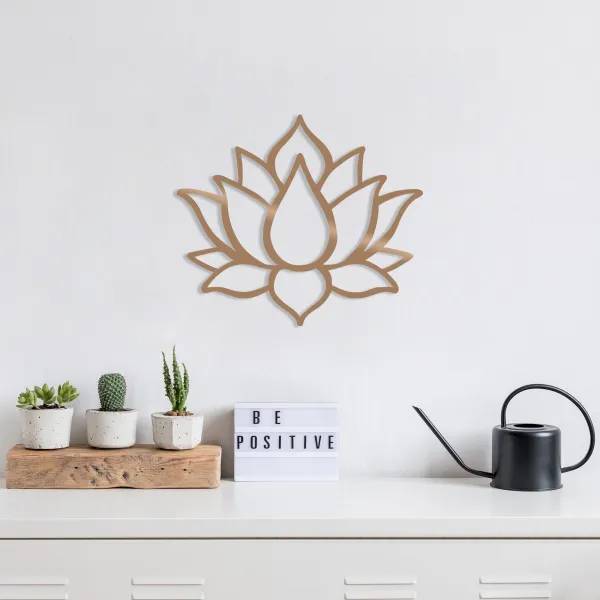 Hanah Home Nástenná kovová dekorácia Lotus 50x43 cm meď