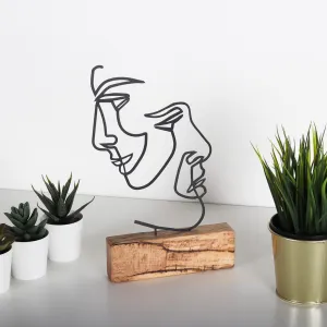 Hanah Home Kovová dekorácia Faces 38 cm čierna