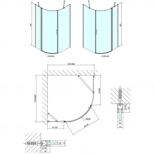 POLYSAN - ZOOM štvrťkruhová sprchová zástena 900x900, číre sklo, pravá ZL2615R