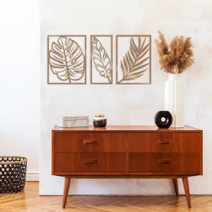 Hanah Home Kovová dekorácia na stenu Listy 80x38 cm meď