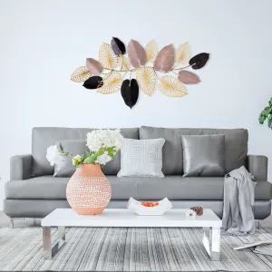Hanah Home Kovová dekorácia na stenu Listy 120x61 cm viacfarebná