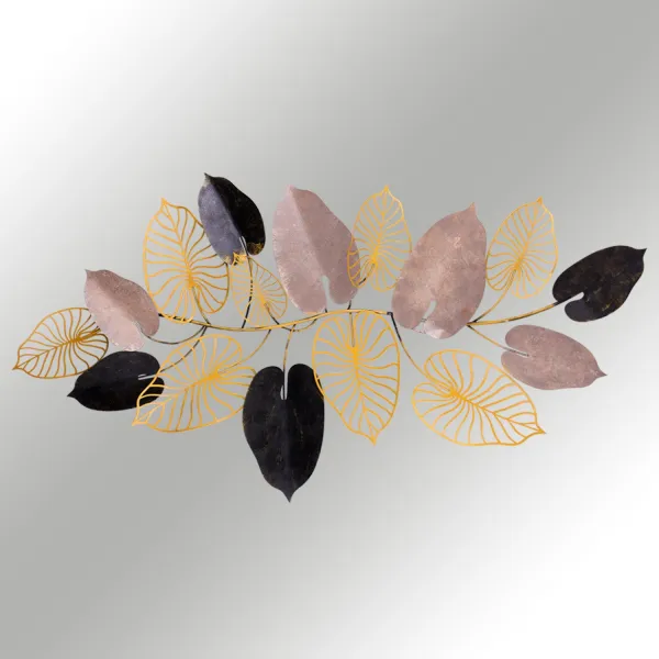 Hanah Home Kovová dekorácia na stenu Listy 120x61 cm viacfarebná