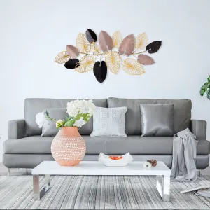 Hanah Home Kovová dekorácia na stenu Listy 120x61 cm viacfarebná
